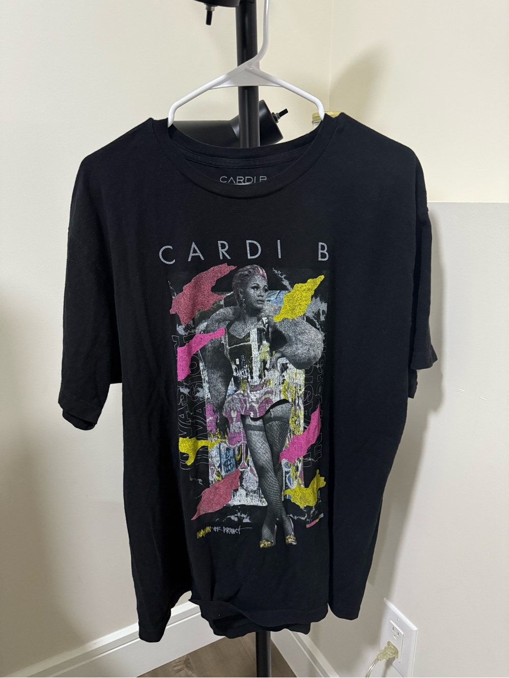 RDI Black Graphic Tee with Pink & Yellow Accents